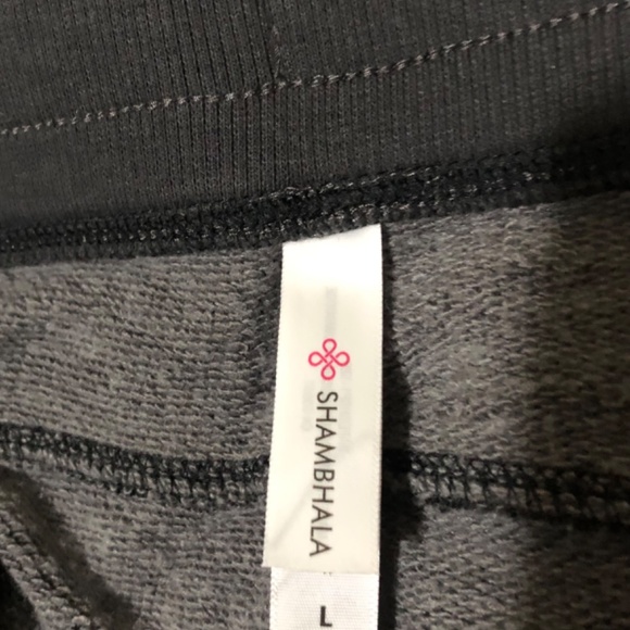 Shambala French terry jogger black with grey size Large drawstring elastic waist - Picture 2 of 4